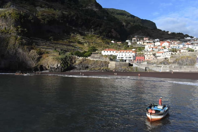 Funchal: Waterfalls, Volcanic Pools, and Fanal Forest Tour - Seixal black sand beach: the first “postcard” stop